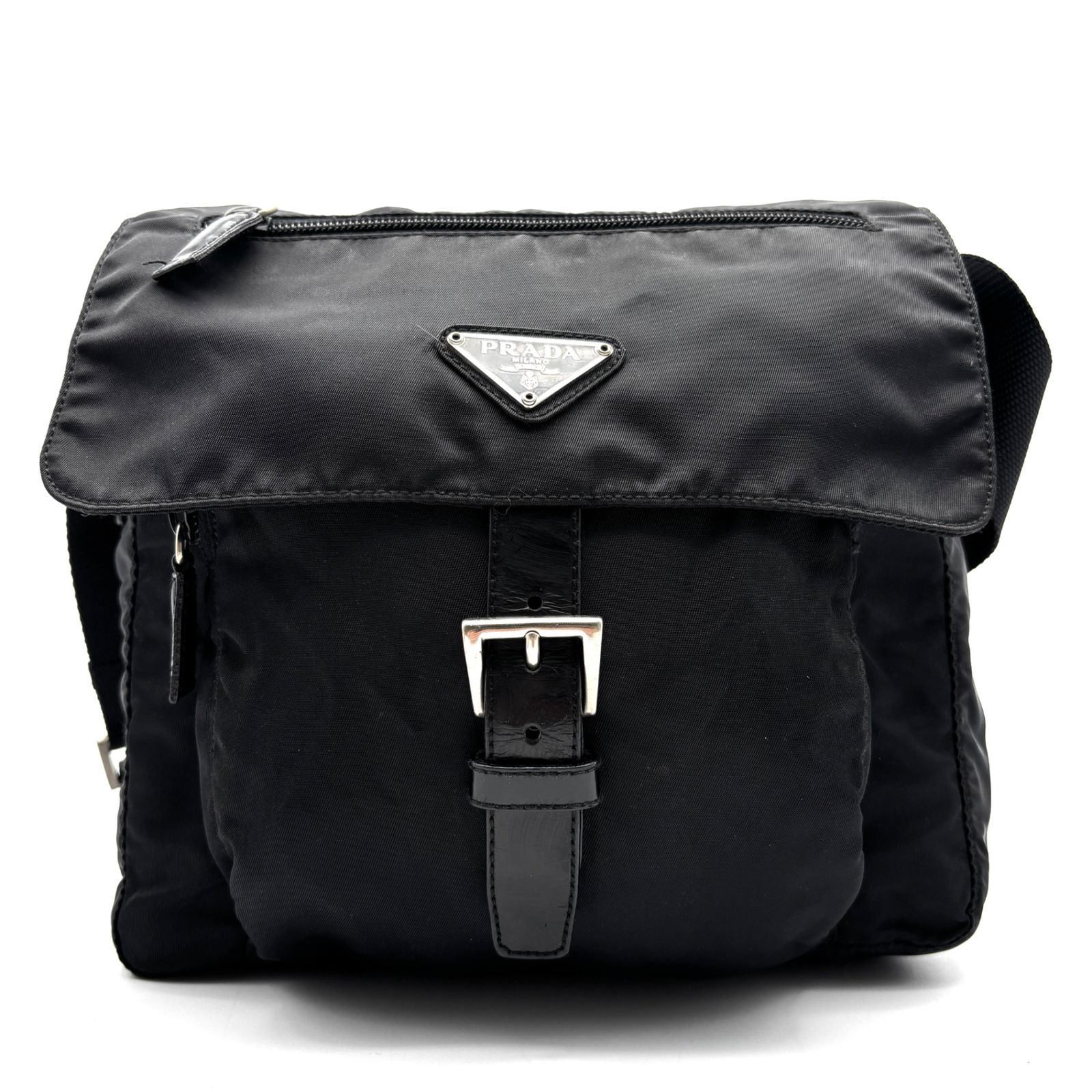 美品 PRADA プラダ ショルダーバッグ メッセンジャーバッグ フラップ