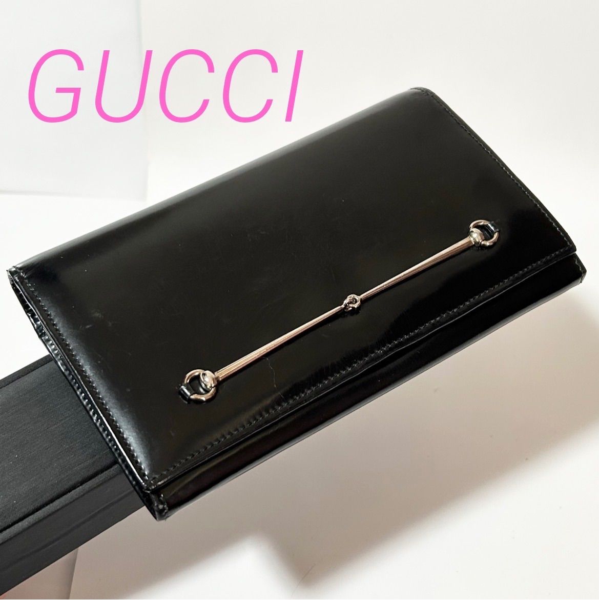 GUCCI ホースビット オールドグッチ レザー フラップ 長財布 035.1448 