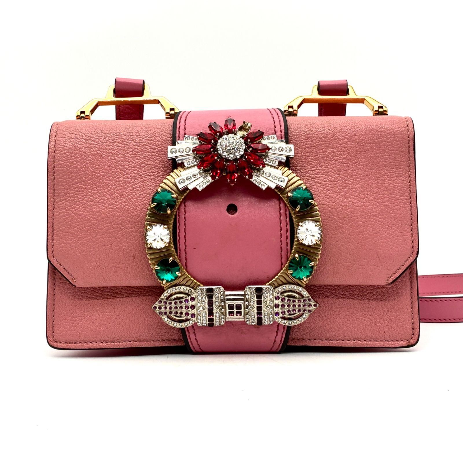 美品 miumiu ミュウミュウ マドラス ショルダーバッグ クリスタル 