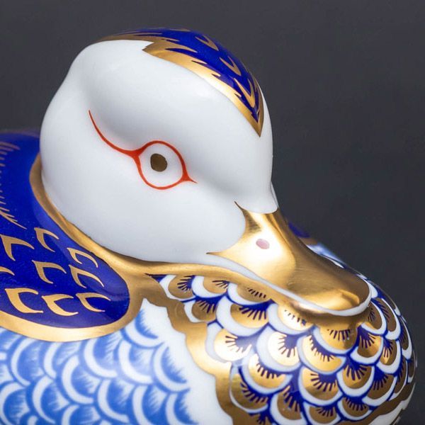 ロイヤルクラウンダービー ペーパーウェイト カモ 鳥 金彩 ロイヤル