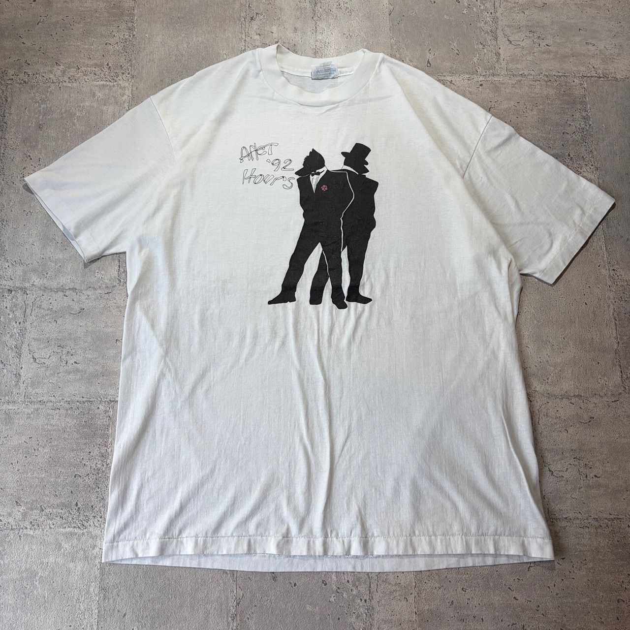 O-918 USA製 Hanes 90s シングルステッチ グラフィックホワイト 