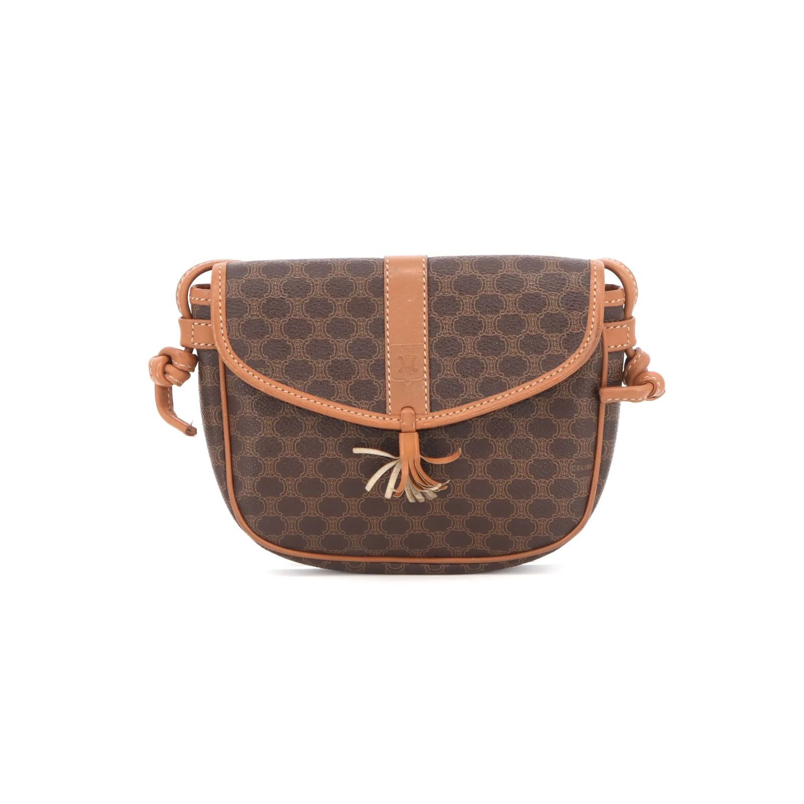 中古】美品 CELINE Brown Macadam Shoulder Bag ヴィンテージ 中古】美品 CELINE Brown Macadam Shoulder Bag ヴィンテージ