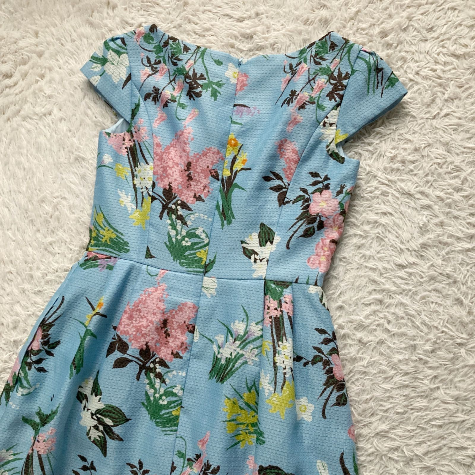 TOCCA トッカ PICTURESQUE 花柄ワンピース Aラインフレア 水色 ライト
