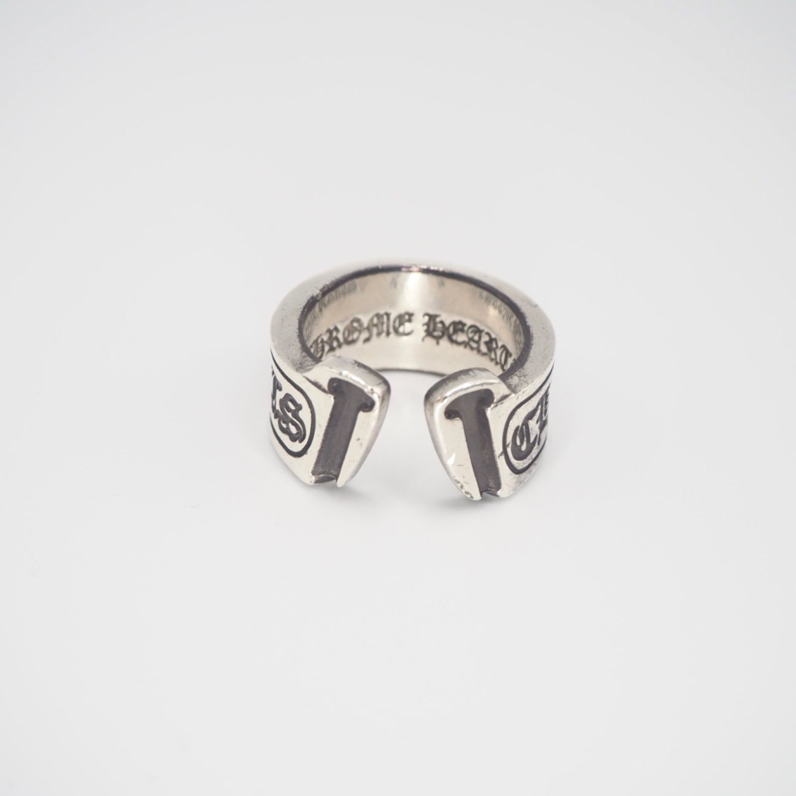 CHROME HEARTS 約20号 ラージスクロールラベル リング シルバー925 