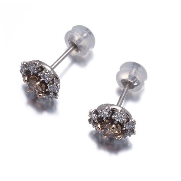 カシケイ ピアス ブラウン ダイヤ ダイヤモンド 0.40ct/0.25ct 