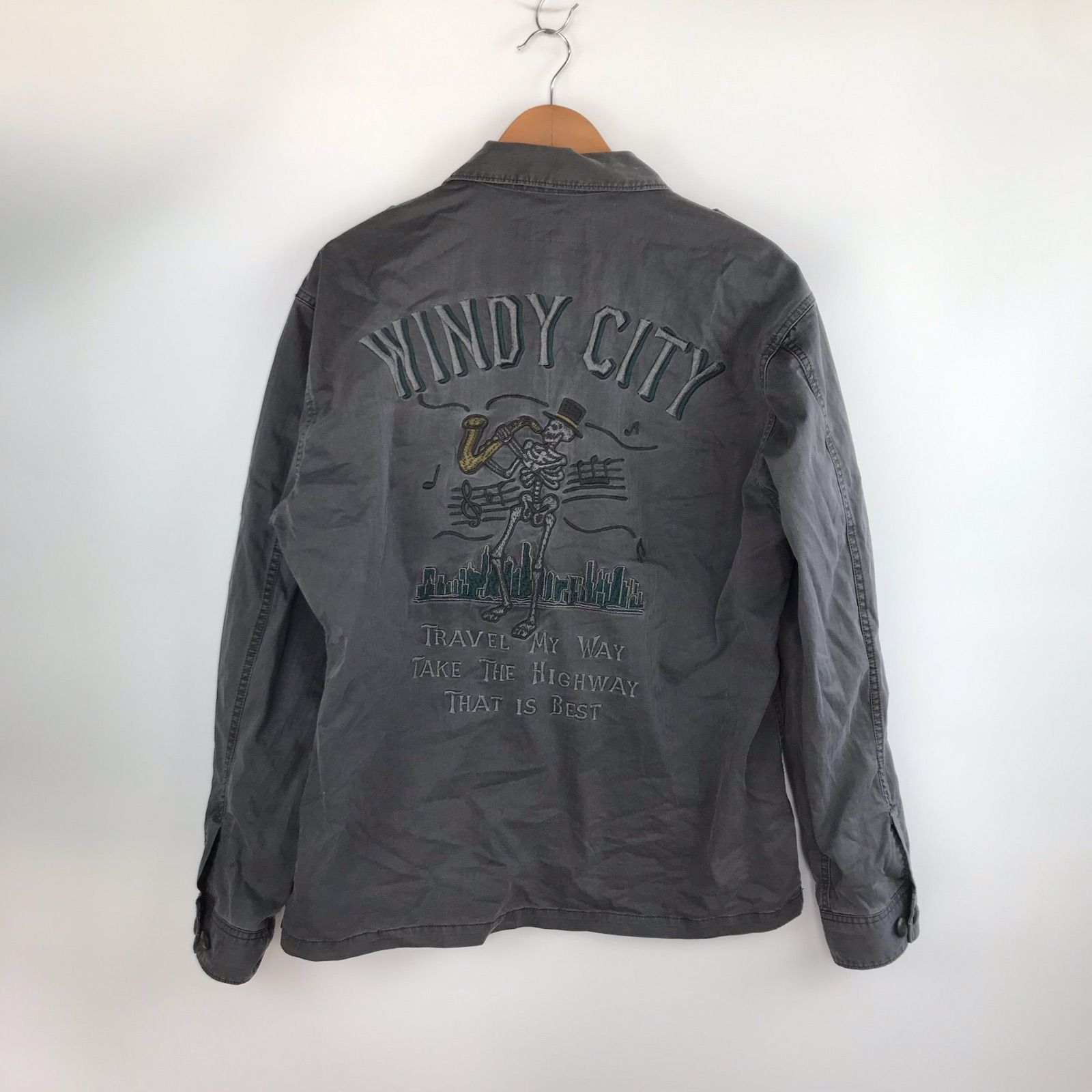 AVIREX ミリタリージャケット 前後刺繍 メンズ 2XL グレー 