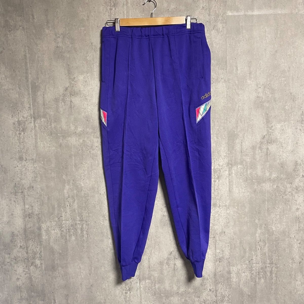 80s  デサント製 上下　セットアップ　ジャージ　青 刺繍ロゴ 激レア 80s デサント製 アディダス セットアップ 刺繍ロゴ 紫 ATS-303P