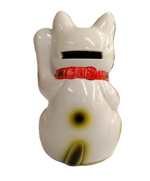 HOT，定番人気 まねきねこ 開運堂 常滑焼 白小判猫 4号 招き猫（貯金箱）