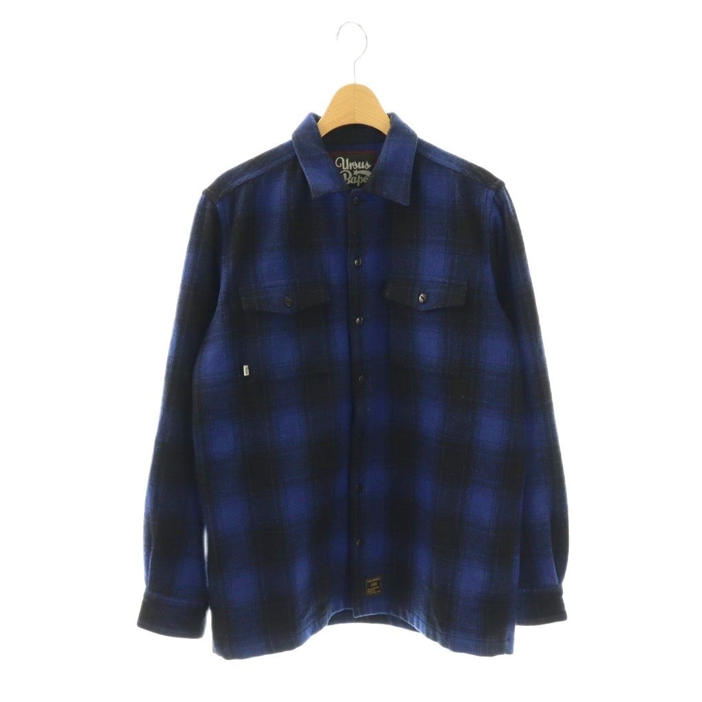 APE エイプ CPOシャツ ウール ブルー ブラック 長袖シャツ ネルシャツ