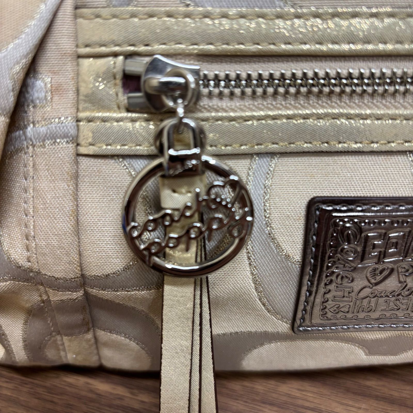 b) COACH コーチ ポピー Poppy ハンド ショルダー バッグ シグネチャー 