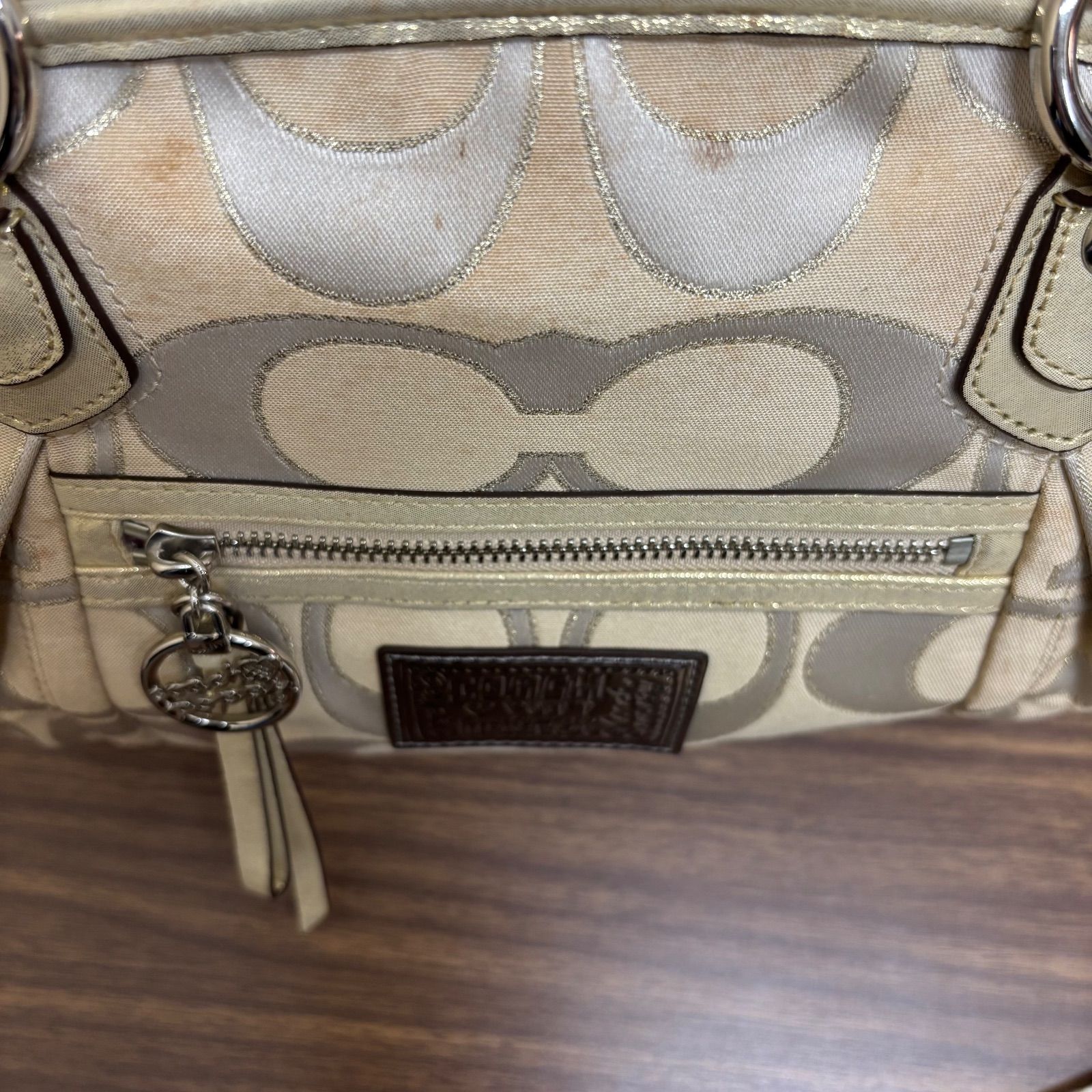 b) COACH コーチ ポピー Poppy ハンド ショルダー バッグ シグネチャー 