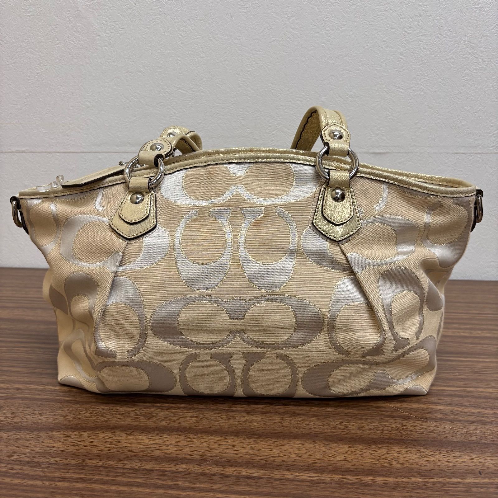 b) COACH コーチ ポピー Poppy ハンド ショルダー バッグ シグネチャー 