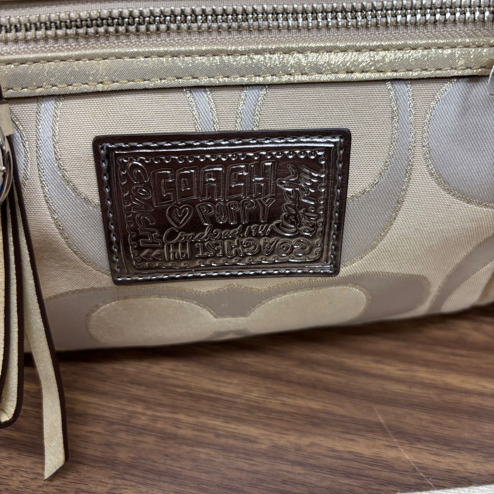b) COACH コーチ ポピー Poppy ハンド ショルダー バッグ シグネチャー 