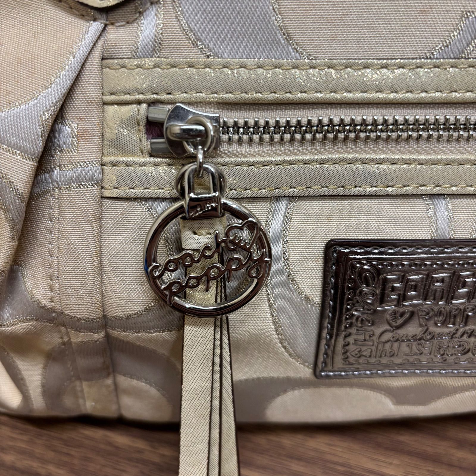 b) COACH コーチ ポピー Poppy ハンド ショルダー バッグ シグネチャー 
