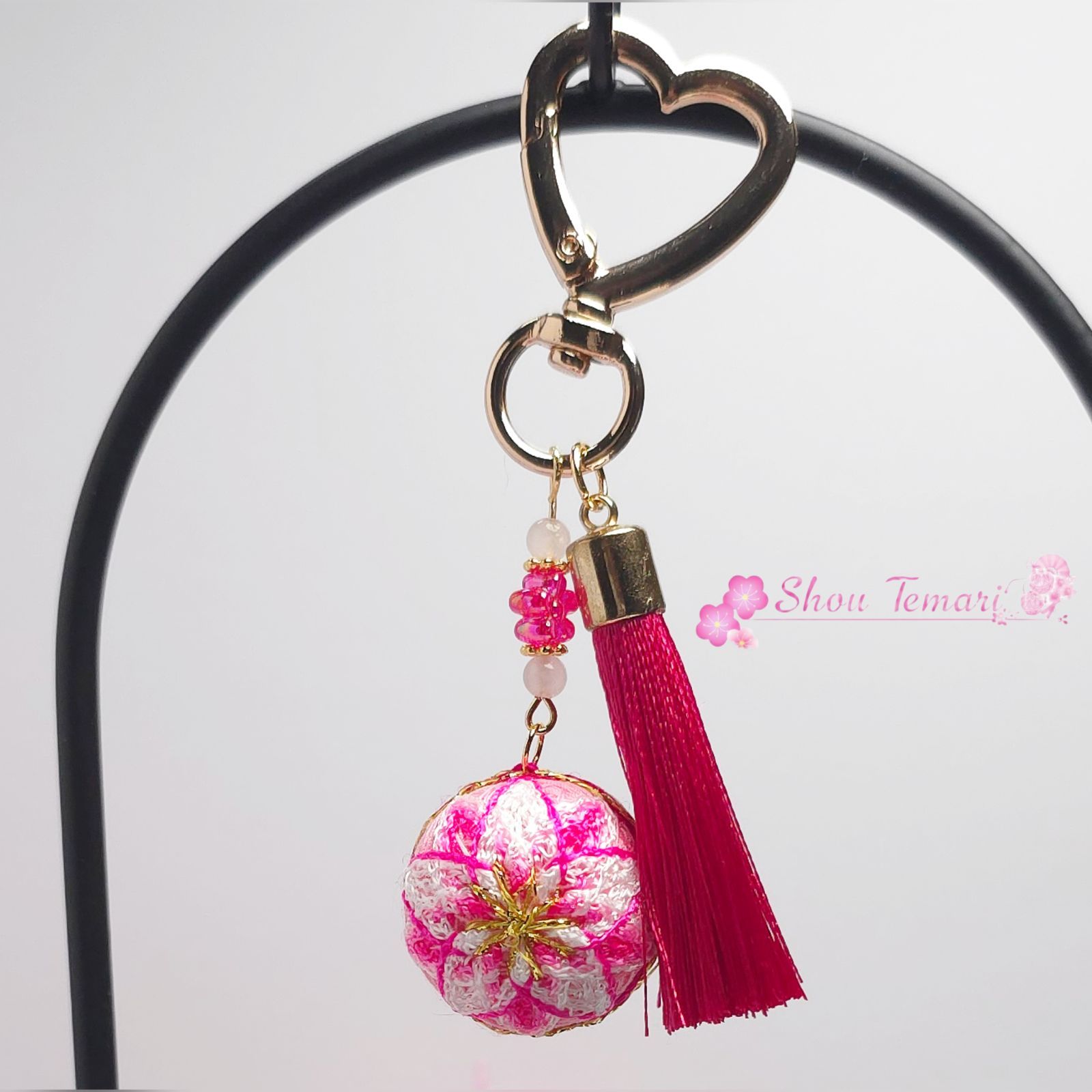 No.789…手毬∼柳川まり∼【2色菊】天然石 キーホルダー2.5cm No.789…手毬∼柳川まり∼【2色菊】天然石 キーホルダー2.5cm