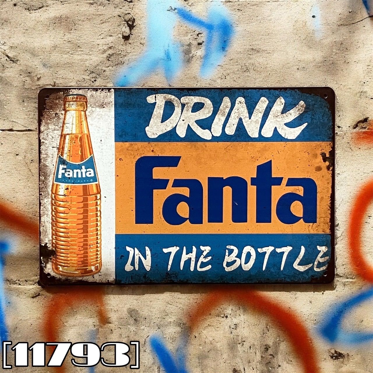 11793］ブリキ看板 ファンタ FANTA Coca-Cola コカ・コーラ 炭酸飲料 