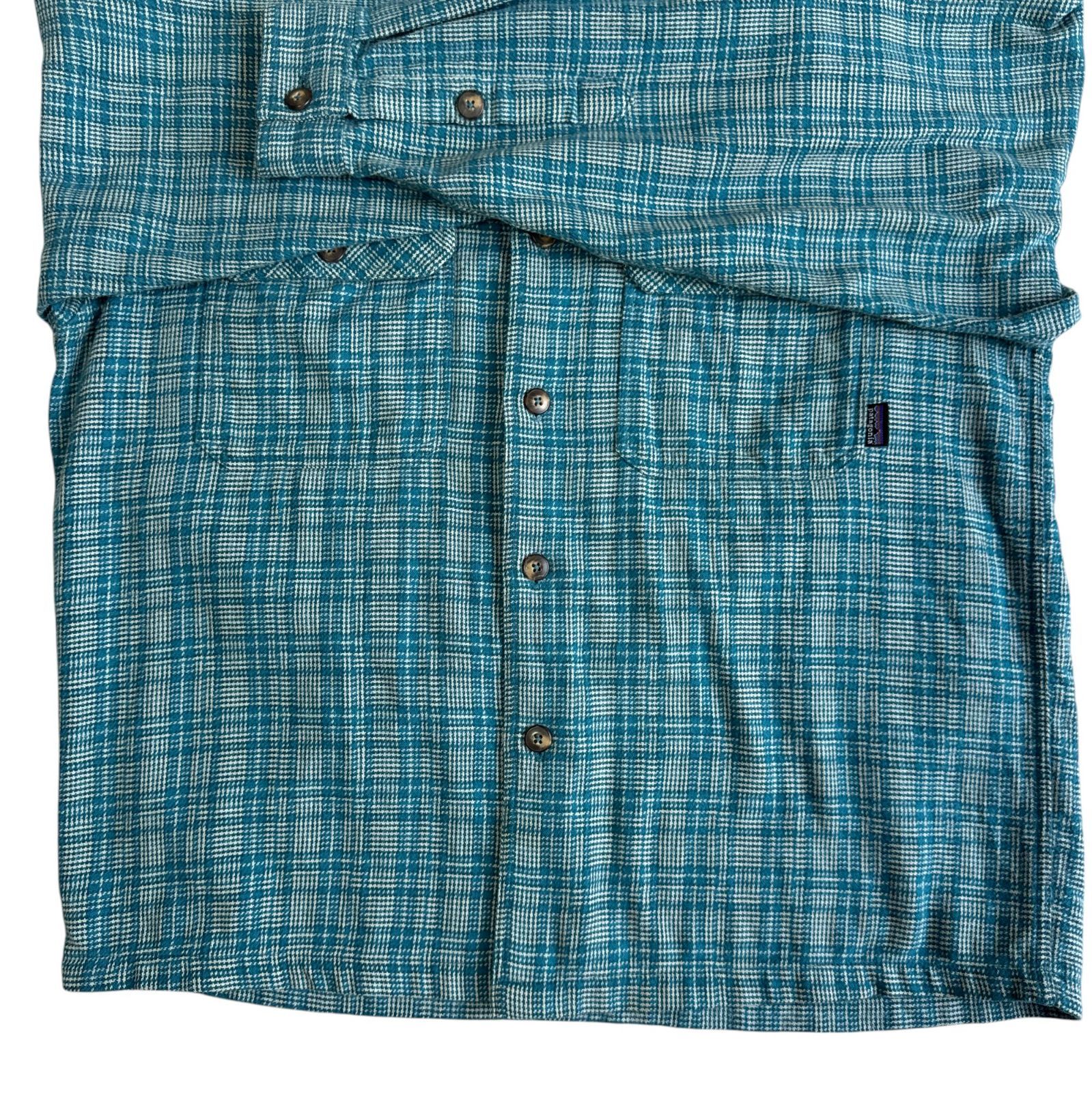 90s patagonia ヘビーネルシャツ ターコイズ ブルー チェック Fits M-L