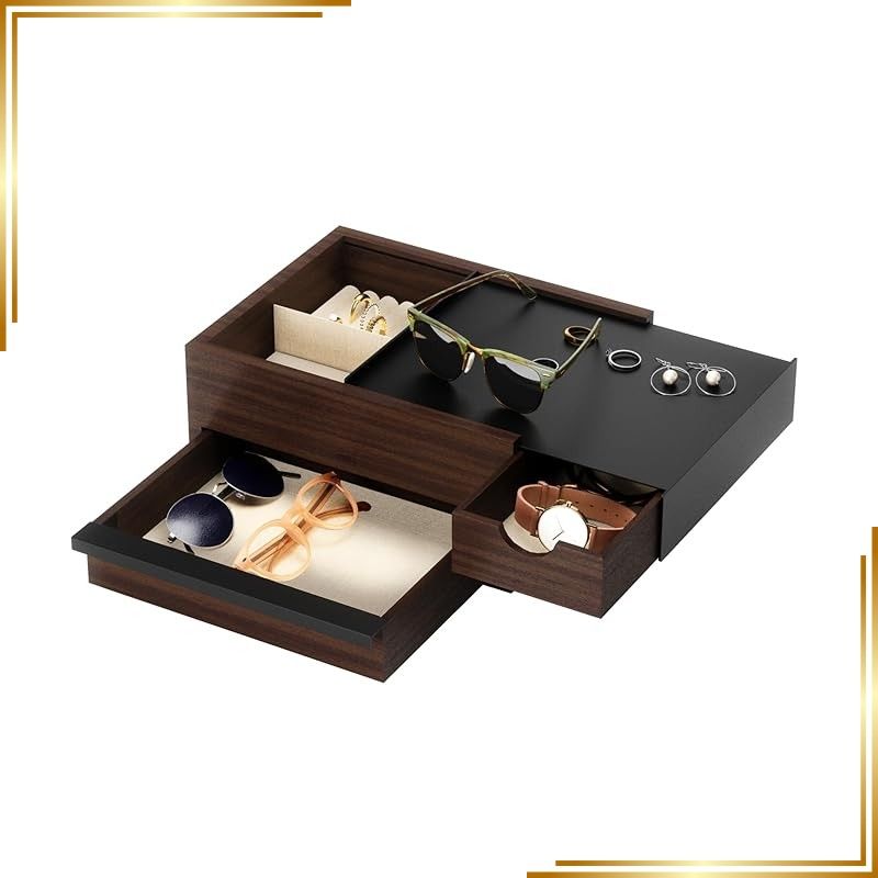 【新品】 umbra STOWIT ジュエリーボックス L 木製 ブラック/ウォールナット アクセサリー収納 1