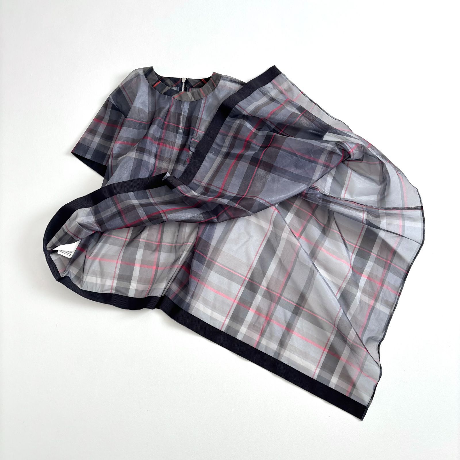 sacai サカイ Glencheck Asymmetry Shirt チェック柄 半袖カットソー 