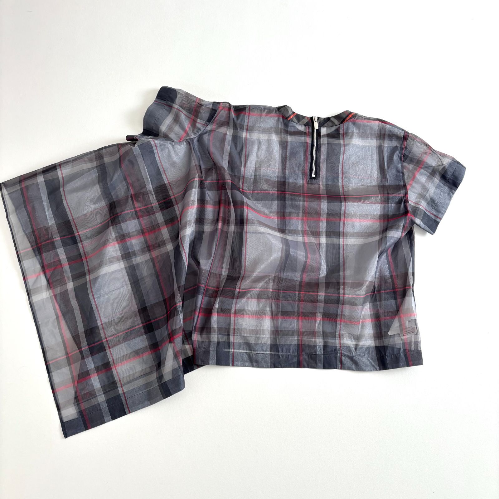 sacai サカイ Glencheck Asymmetry Shirt チェック柄 半袖 sacai サカイ Glencheck Asymmetry Shirt チェック柄 半袖