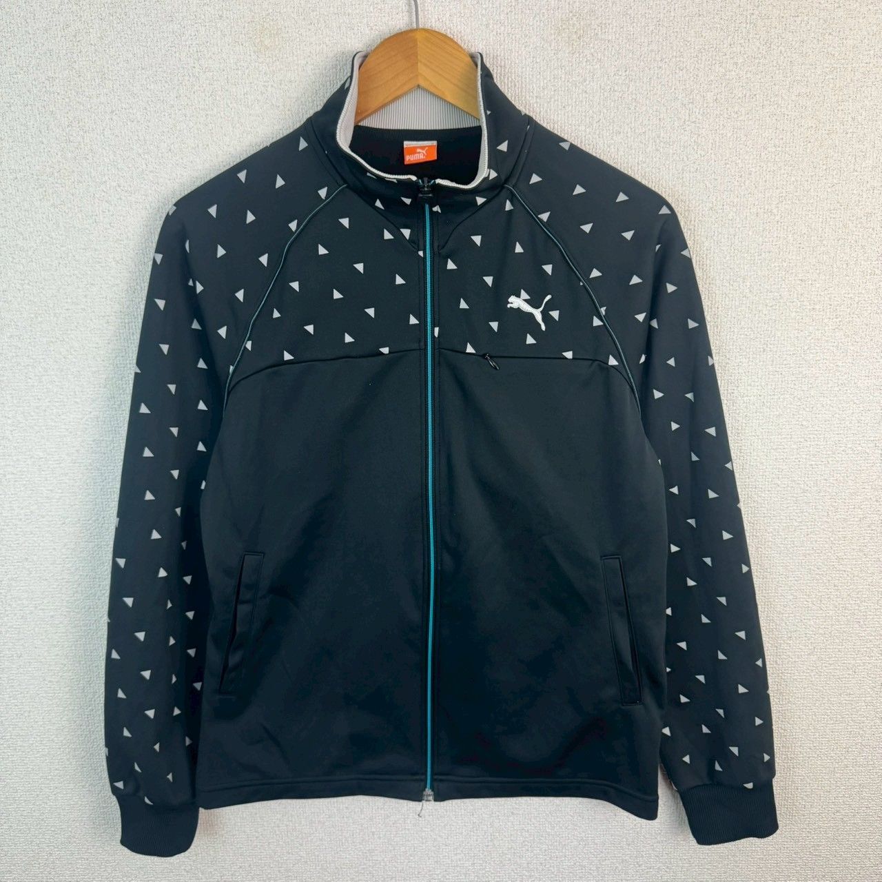 PUMA プーマ トラックジャケット 総柄 ブラック Mサイズ 古着 