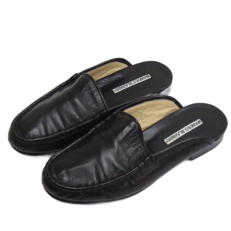 マノロブラニク MANOLO BLAHNIK ミュール サンダル ブラック 35.5 22.5