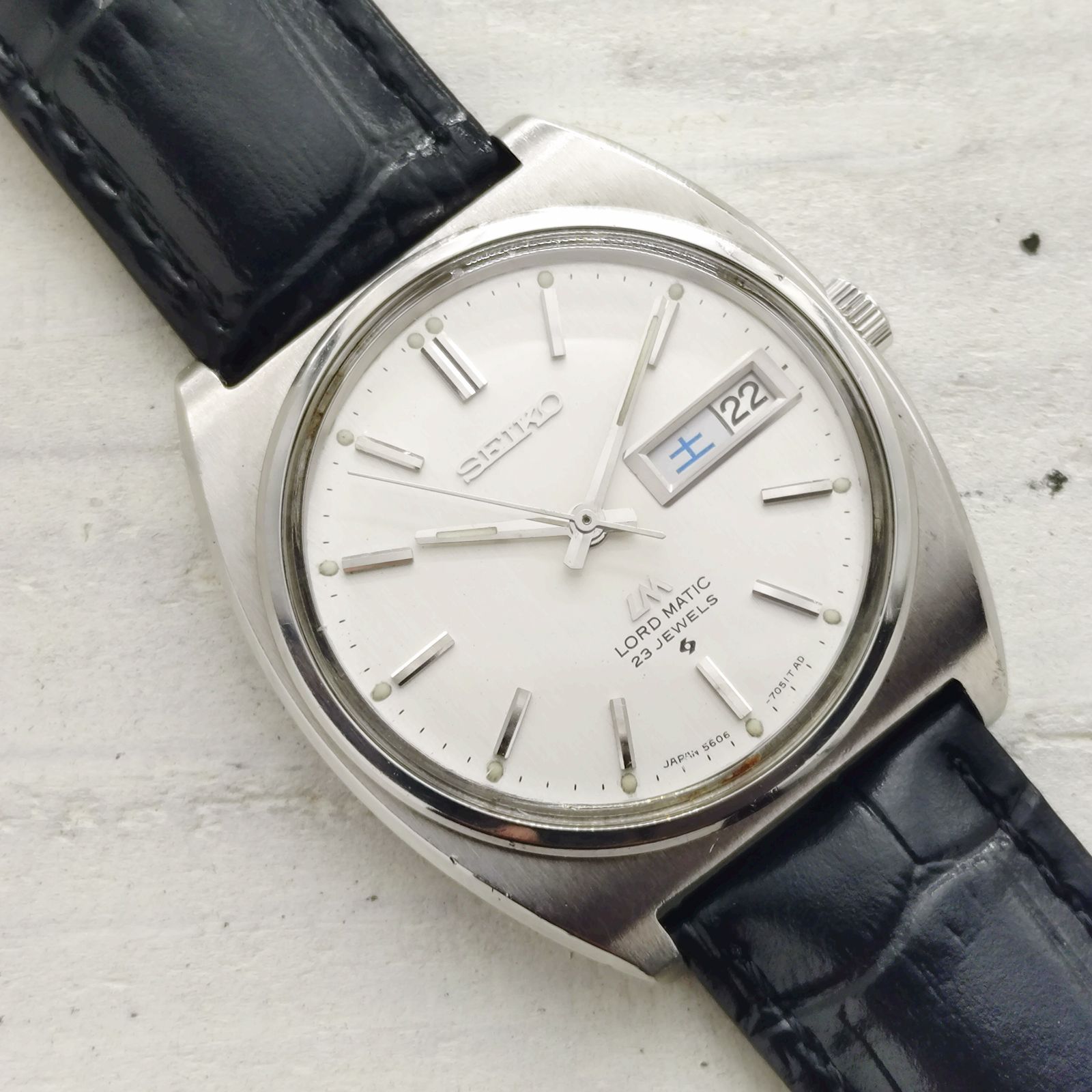  分解整備 実用調整済み セイコー SEIKO ロードマチック 5605-7050 1969年11月製造 カレンダー揺動レバー金属製に交換済み自動巻き ジーンズ 自動巻き時計 腕時計(アナログ)