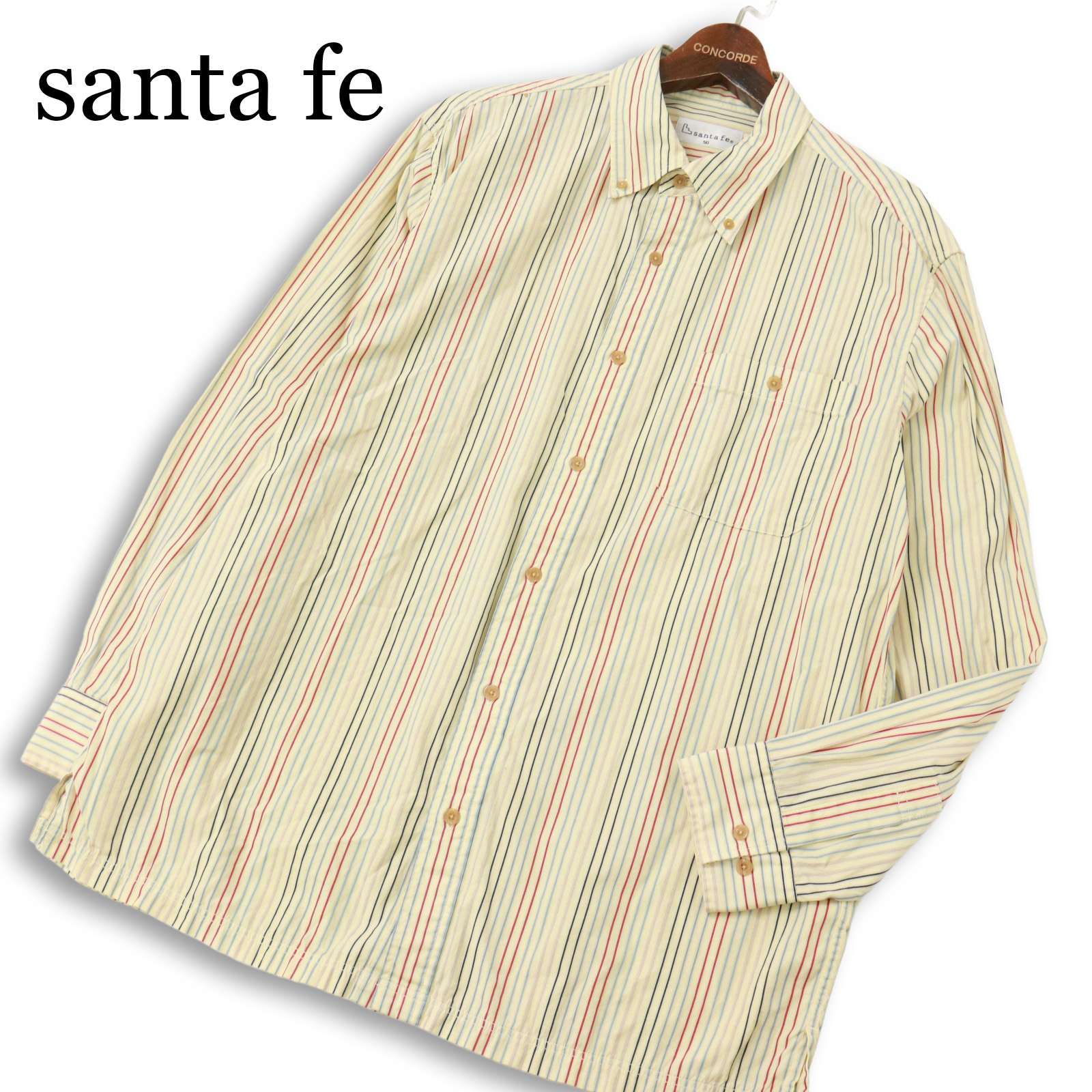 santa fe サンタフェ 通年 マルチ ストライプ☆ 長袖 ボタンダウン 