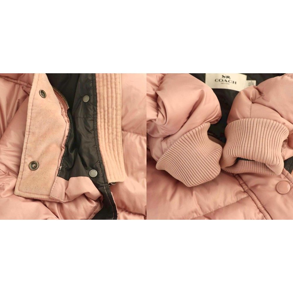 コーチ COACH ダウンコート アウター シープファー S ピンク /CX □OS