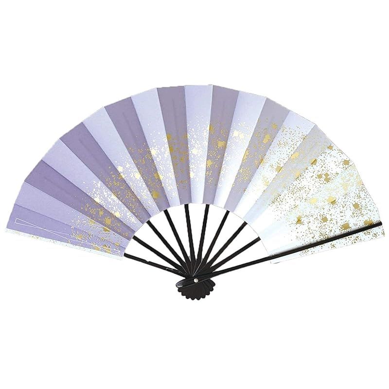 花かげ 舞扇子 愛 1214-18 天の川 9寸5分 黒塗骨 扇子箱入 踊り用 (藤) 1