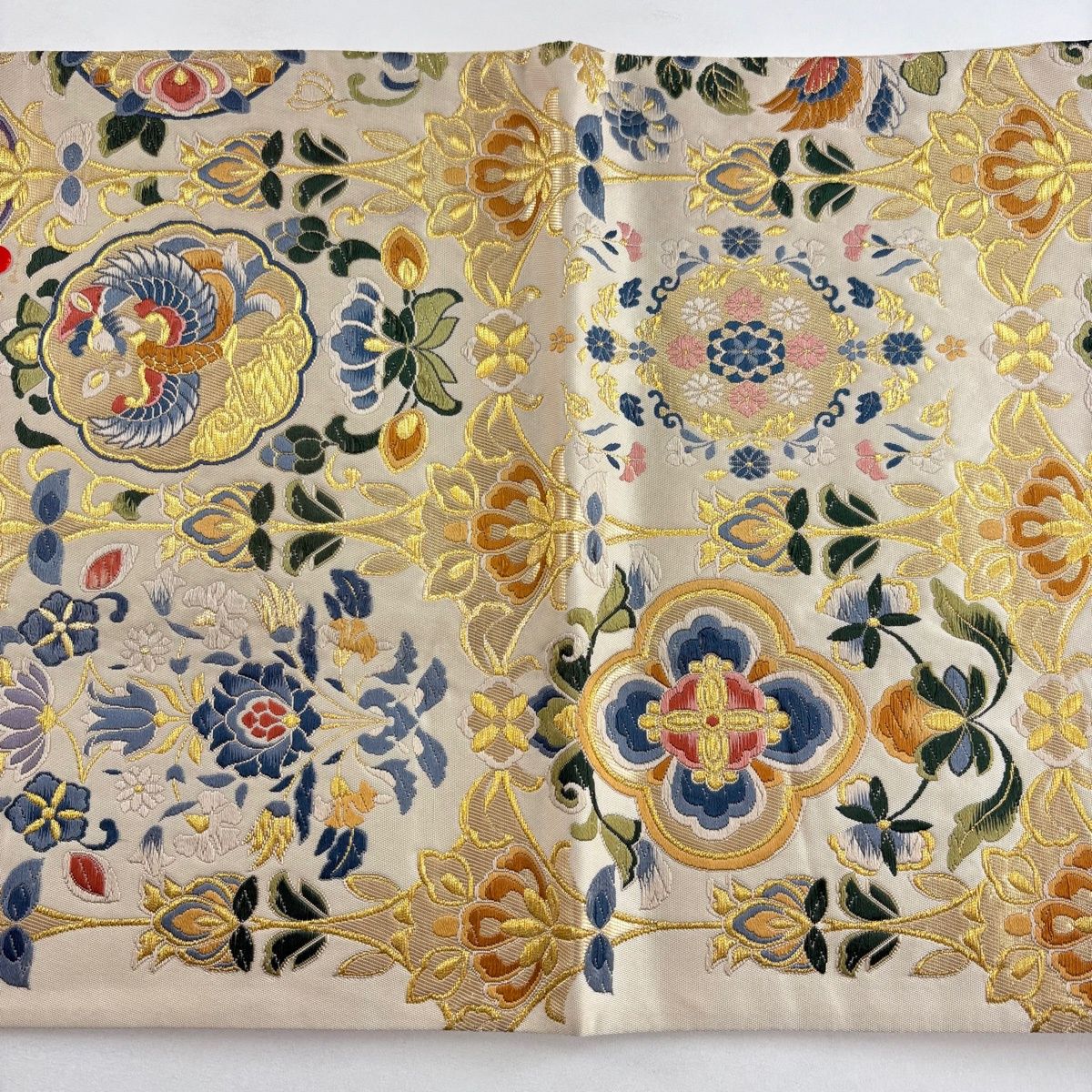 袋帯 秀品 草花 鳳凰 金糸 唐織 クリーム 六通 正絹 【中古】 - メルカリ