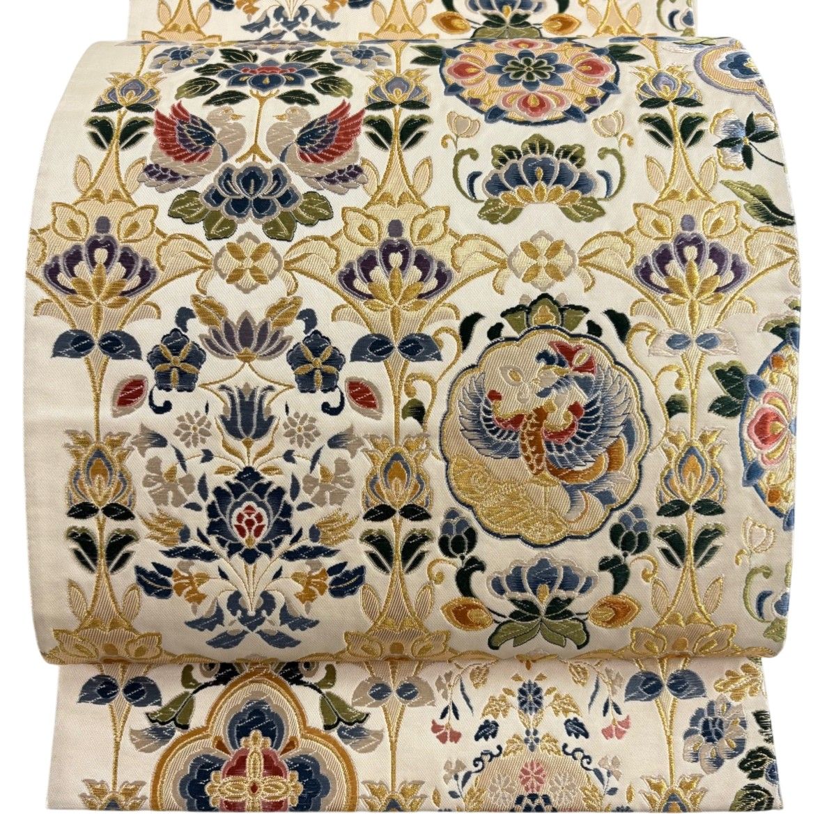 袋帯 秀品 草花 鳳凰 金糸 唐織 クリーム 六通 正絹 【中古】 - メルカリ