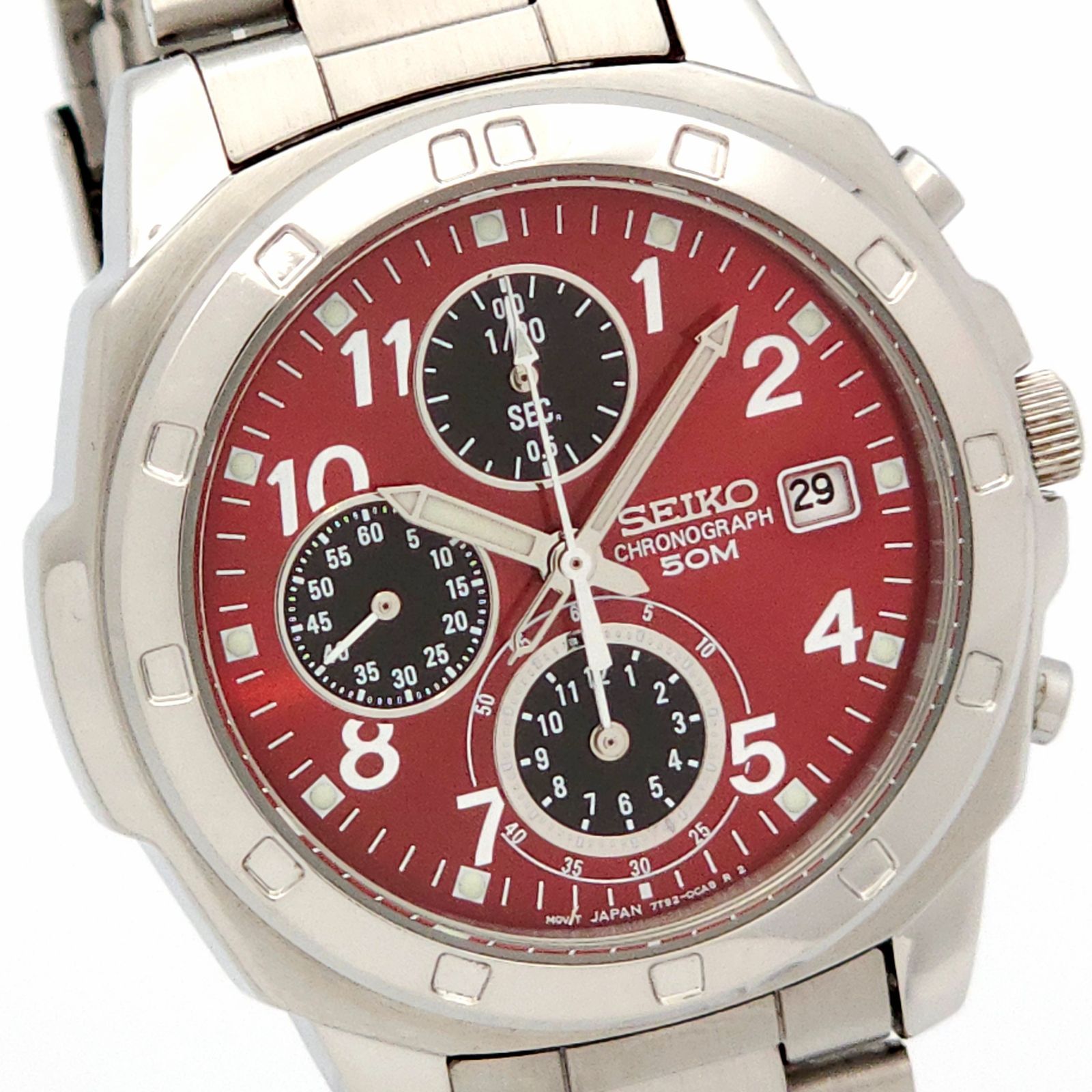 【新品/美品】SEIKO 希少赤文字盤7T92- 0CA0 完動品 ☆良品 SEIKO セイコー クロノグラフ 7T92- 0CA0 QZ 動作品 赤 - メルカリ