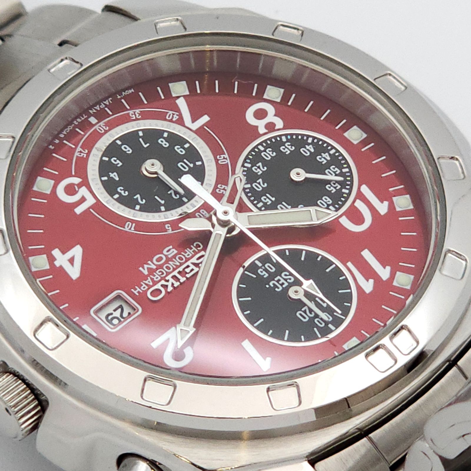 ☆良品 SEIKO セイコー クロノグラフ 7T92- 0CA0 QZ 動作品 赤 - メルカリ