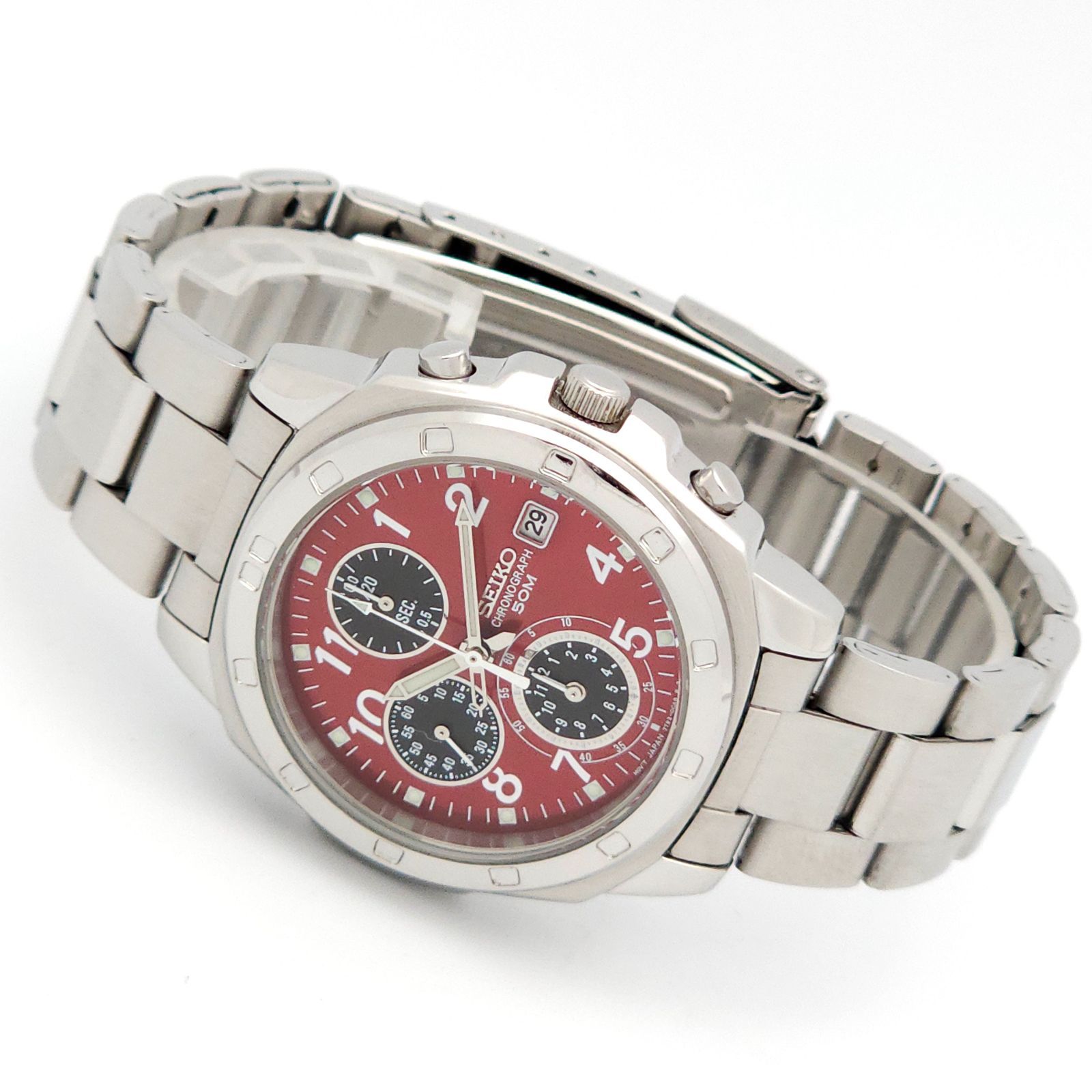 ☆良品 SEIKO セイコー クロノグラフ 7T92- 0CA0 QZ 動作品 赤 - メルカリ