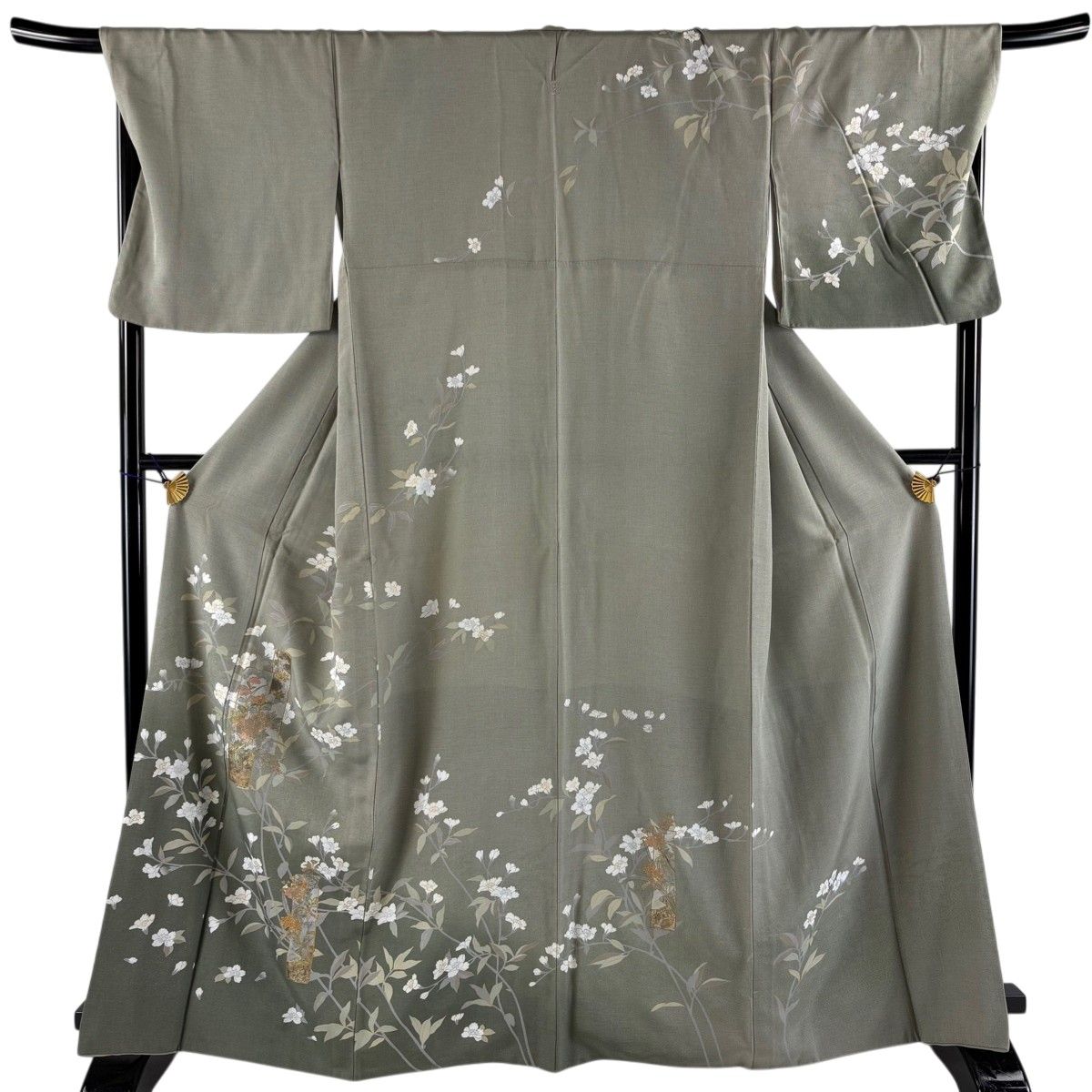 訪問着 身丈161cm 裄丈64.5cm M 袷 落款 蝶 草花 螺鈿 金銀彩