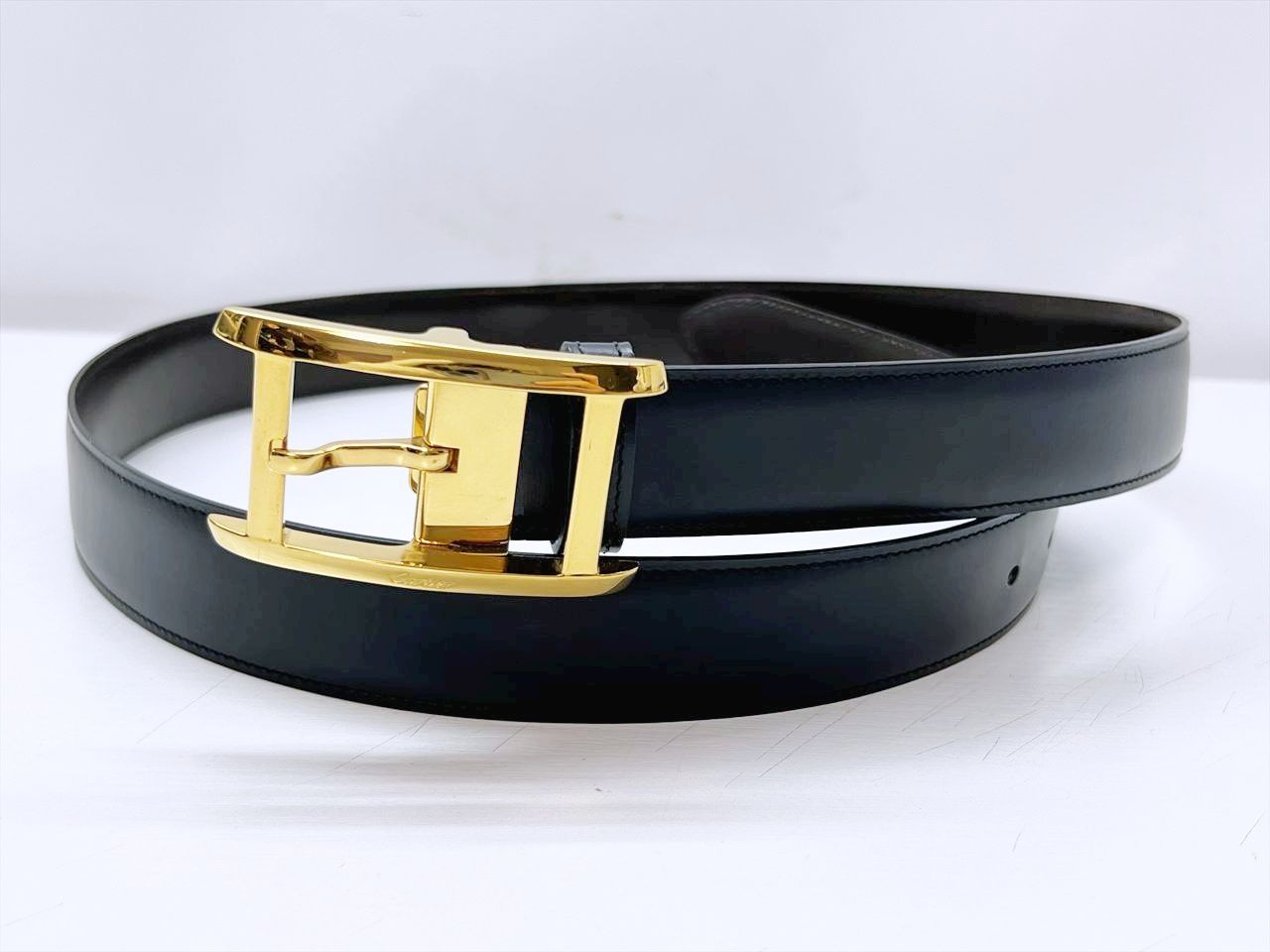 美品　カルティエ　タンクアメリカン　スムースレザー　レディース　ベルト　黒 良好品 Cartier カルティエ タンクアメリカン スムースレザー ベルト