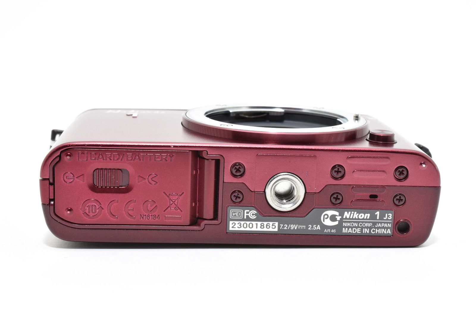 返品保証】☆美品☆ニコン Nikon 1 J3 ボディ レッド ミラーレス一眼 