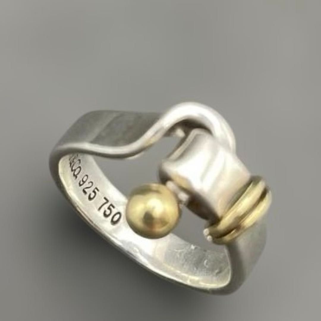 TIFFANY&CO リング 750 シルバー 925 フック&アイ 指輪 TIFFANY＆CO. フック＆アイ 指輪リング シルバー925＆K18 7.5号～8号