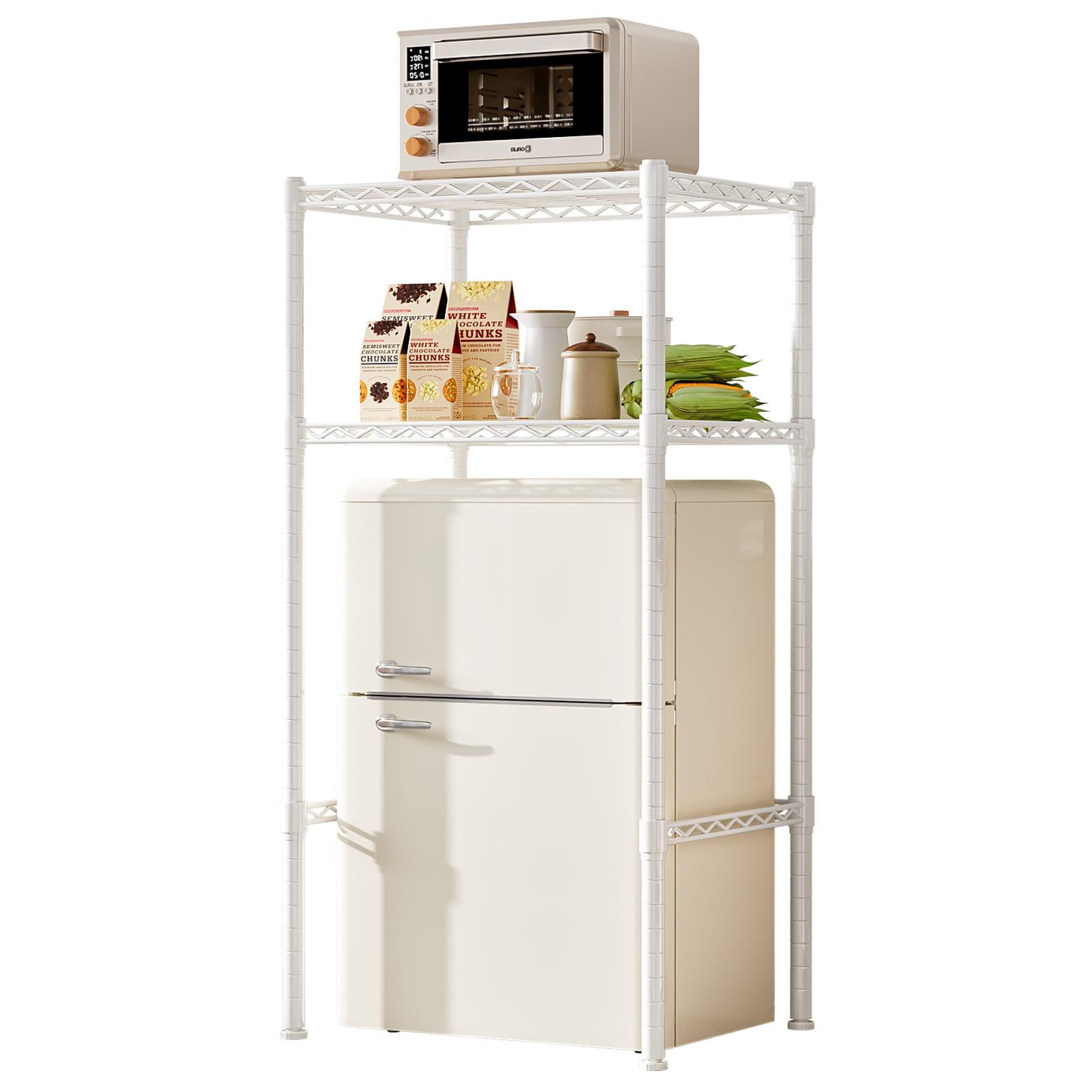 キッチン収納 スチール 幅60cm 2段可動棚 収納棚 冷蔵庫上ラック 