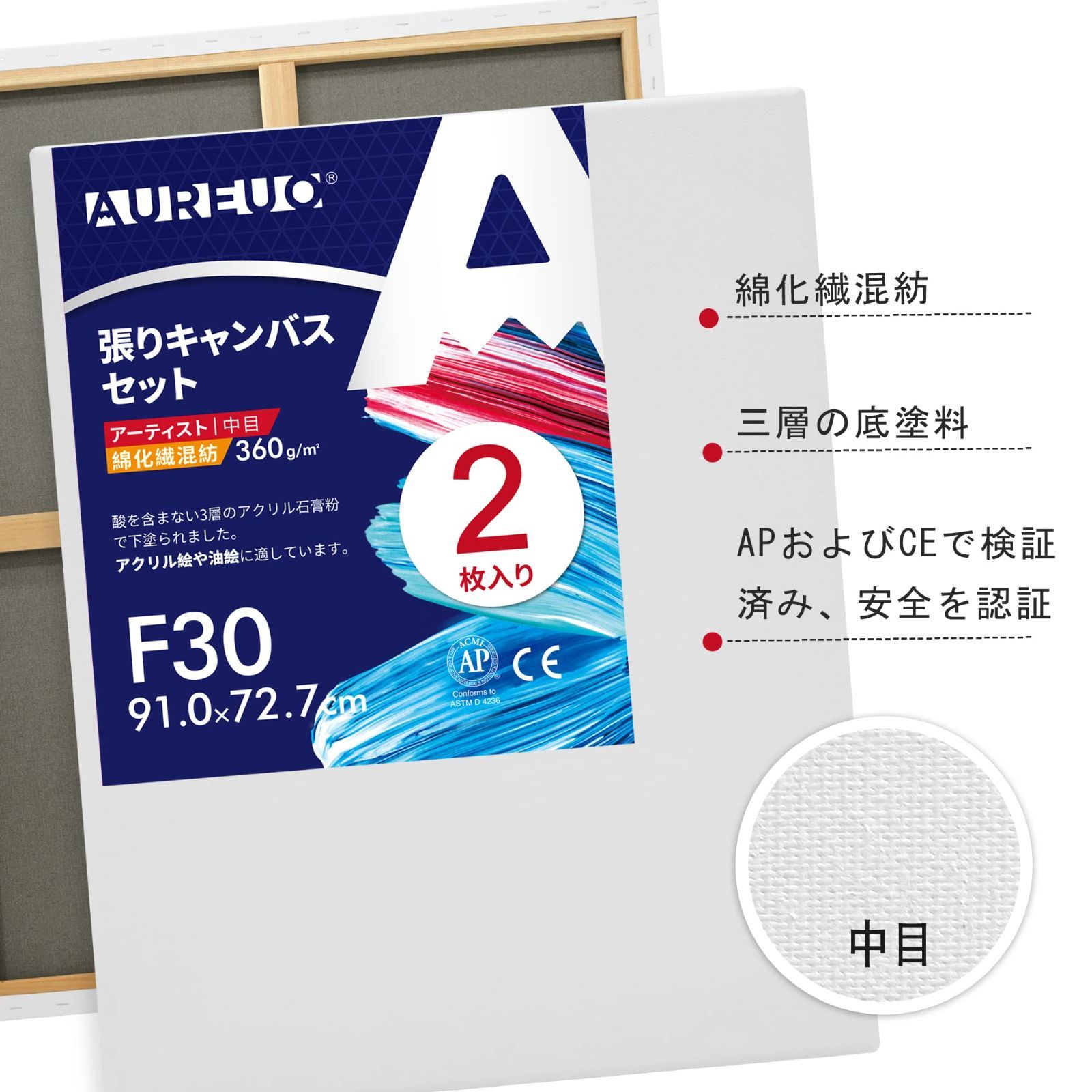 数量限定】中目布 水彩画・油絵画・アクリル兼用 - 2枚 (91.0cmX72.7cm 