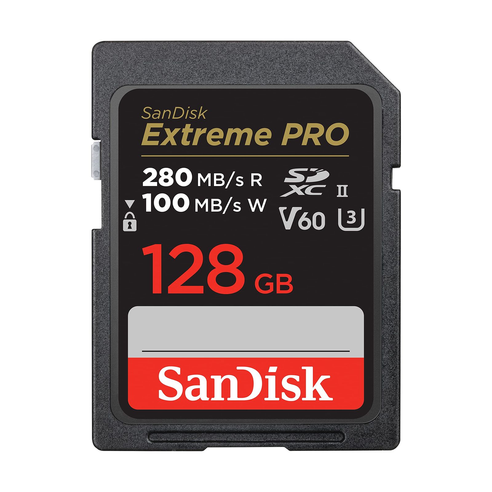 新品 SanDisk 128GB Extreme PRO SDXCカード、SDカード、V60メモリーカード、6K & 4K UHD、最大280MB/秒、衝撃、温度、水、X線防止、RescuePro Deluxeデータ復旧ソフトウェア、UHS-II、クラス10、