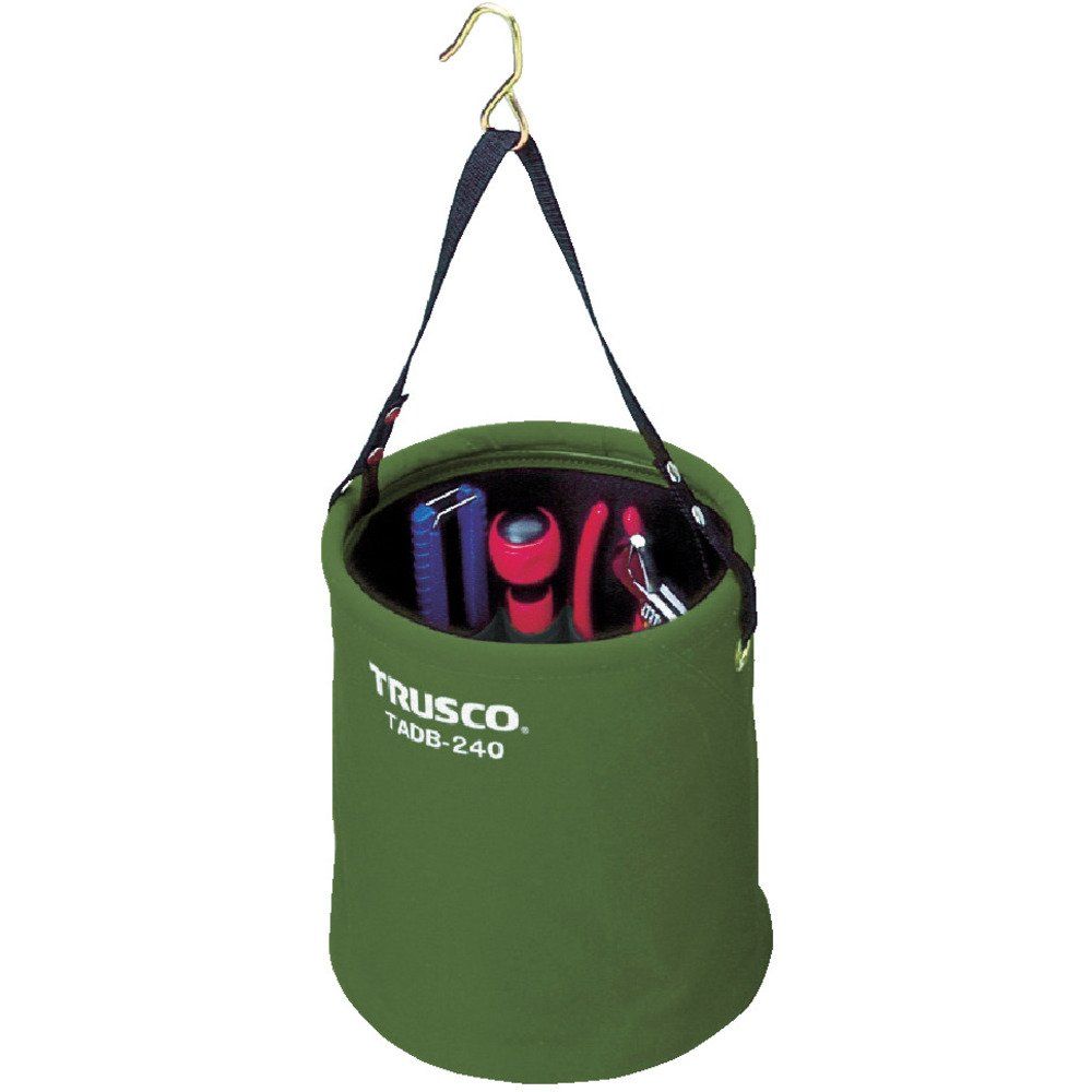 新品 トラスコ中山(TRUSCO) アタッチメント付電工バケツ OD色 Φ240×240mm TADB-240-OD
