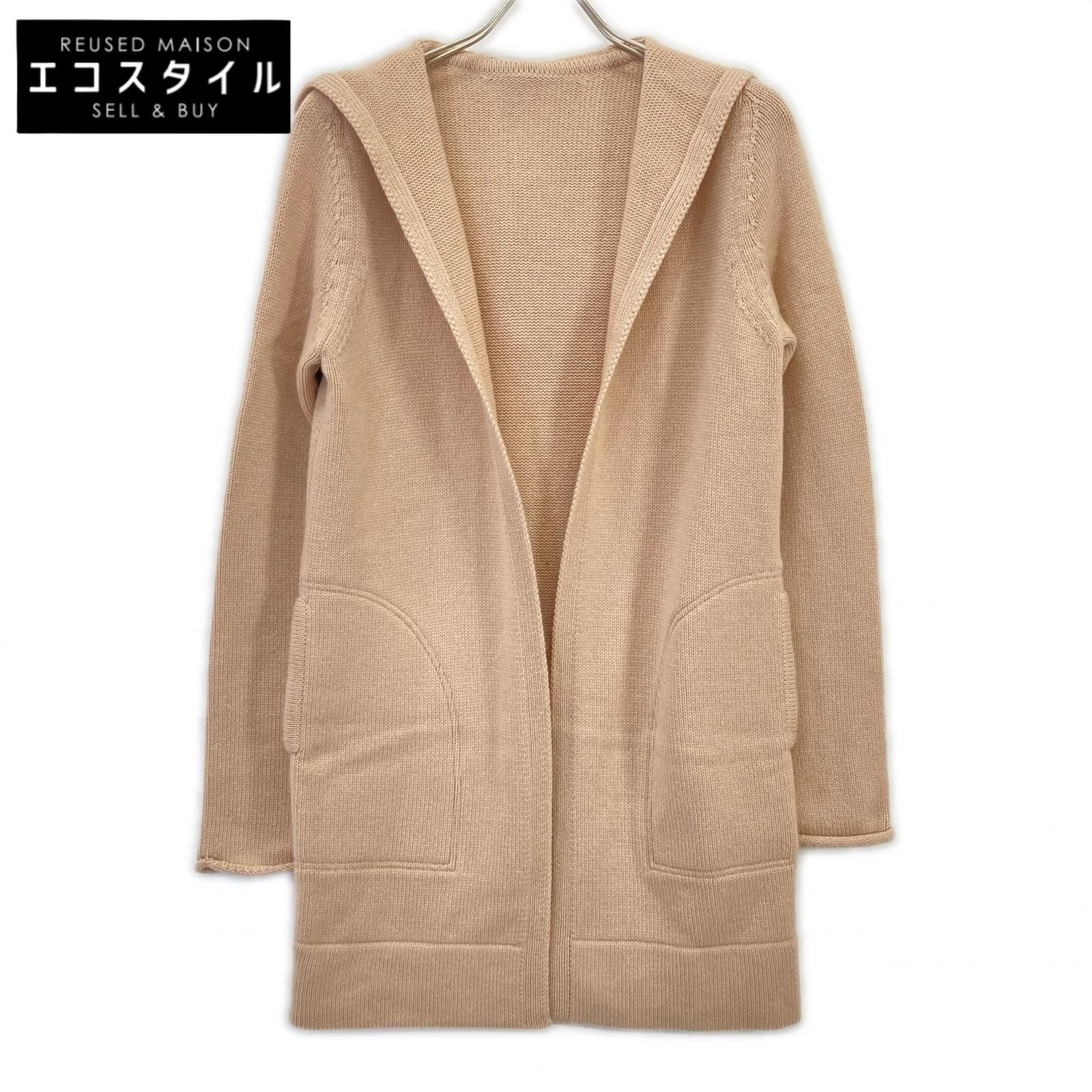 FOXEY フォクシー ベージュ カシミヤ100 フード付 カシミヤロングカーディガン 記載 FOXEY フォクシー ベージュ カシミヤ100 フード付 カシミヤロングカーディガン 記載