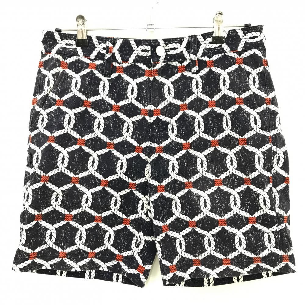 ジャックバニー ハーフパンツ ネイビー×白×レッド 総柄 ストレッチ 