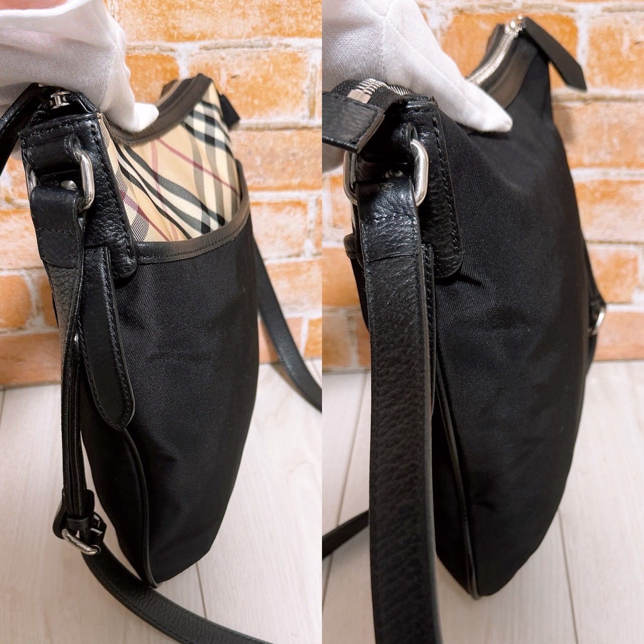 超美品) Burberry(バーバリー)ショルダーバッグ ナイロン チェック柄 