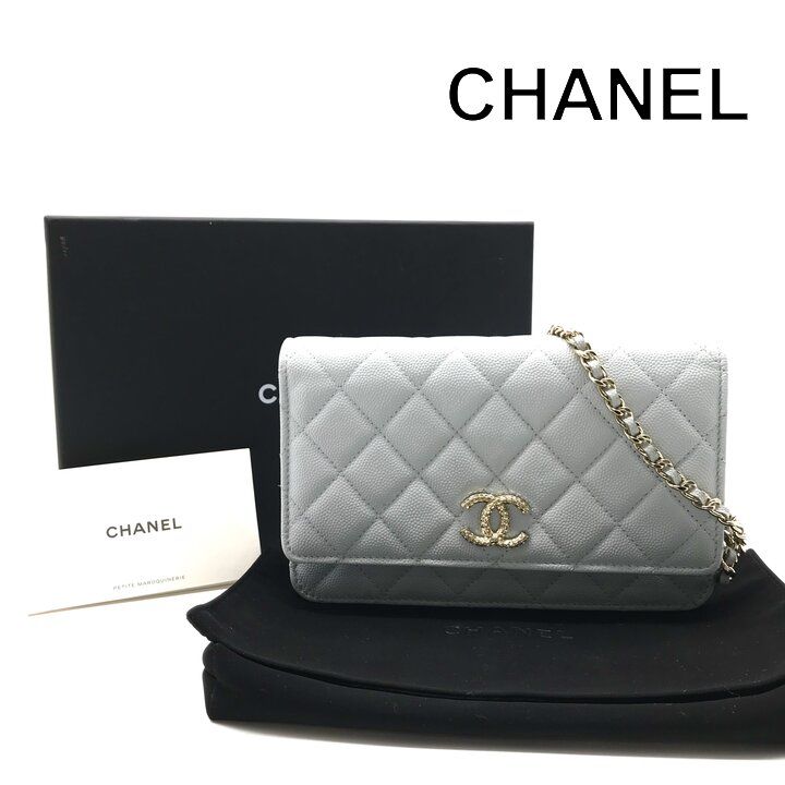 美品 CHANEL シャネル ココマーク キャビアスキン マトラッセ レザー 