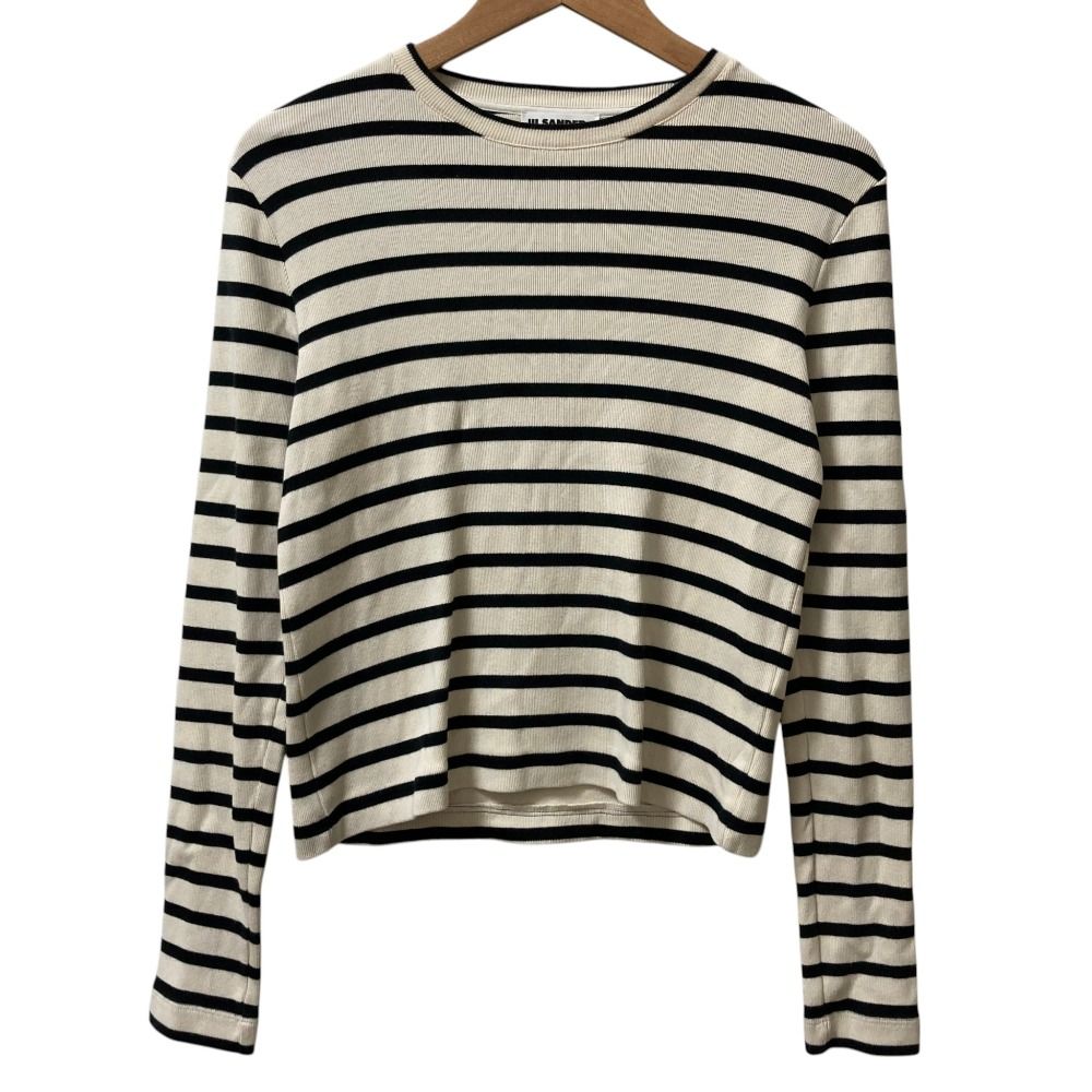 良品 23SS JIL SANDER+ ジルサンダープラス バッグロゴ ボーダー 長袖 