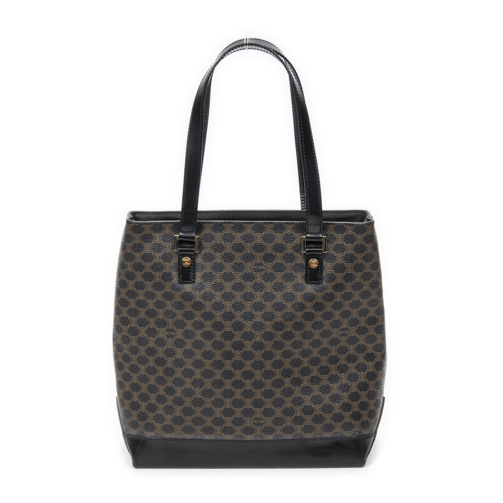中古] CELINE セリーヌショッピングトートブラック/ブラウンマカダム 