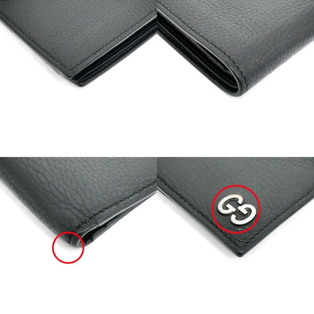 名東】グッチ 二つ折り財布 473922 ブラック 黒 シルバー金具 財布